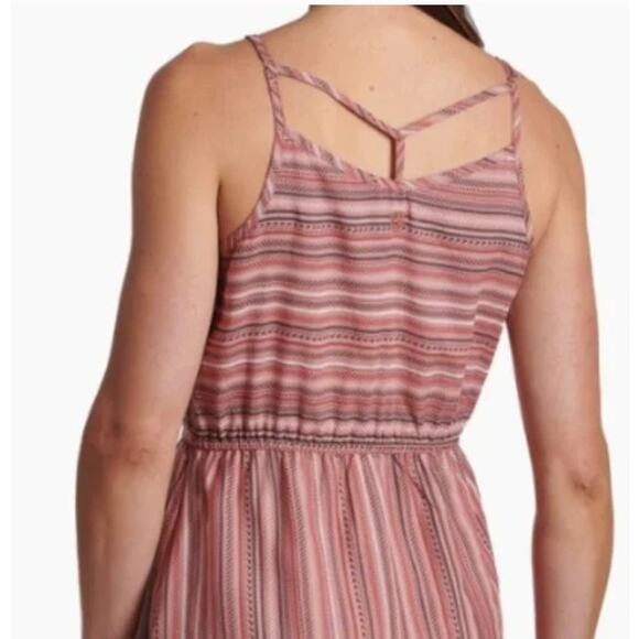 Kuhl Lucie Dress Womens Large Peony Pink Print V-Neck Strappy Athleisure - Picture 4 of 12